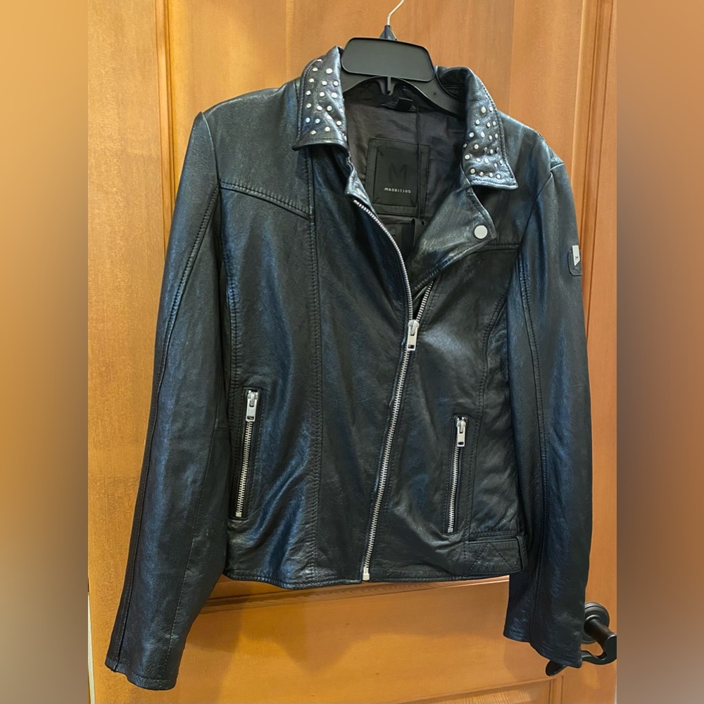 NWT Mauritius Black Leather Jacket Sz L
